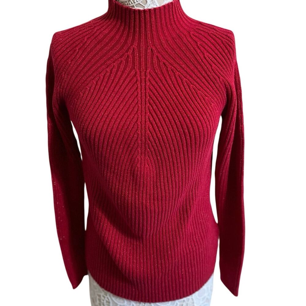 St. John’s Bay Y2K Red Metallic Knit Sweater Women’s Large